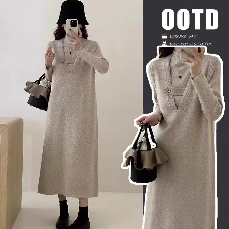 孕妇秋冬装连衣裙2023新款套装时尚洋气时髦冬季毛衣潮辣妈两件套