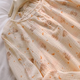 超萌树袋熊套头可爱睡衣女夏纯棉纱布空调房春秋款长袖家居服