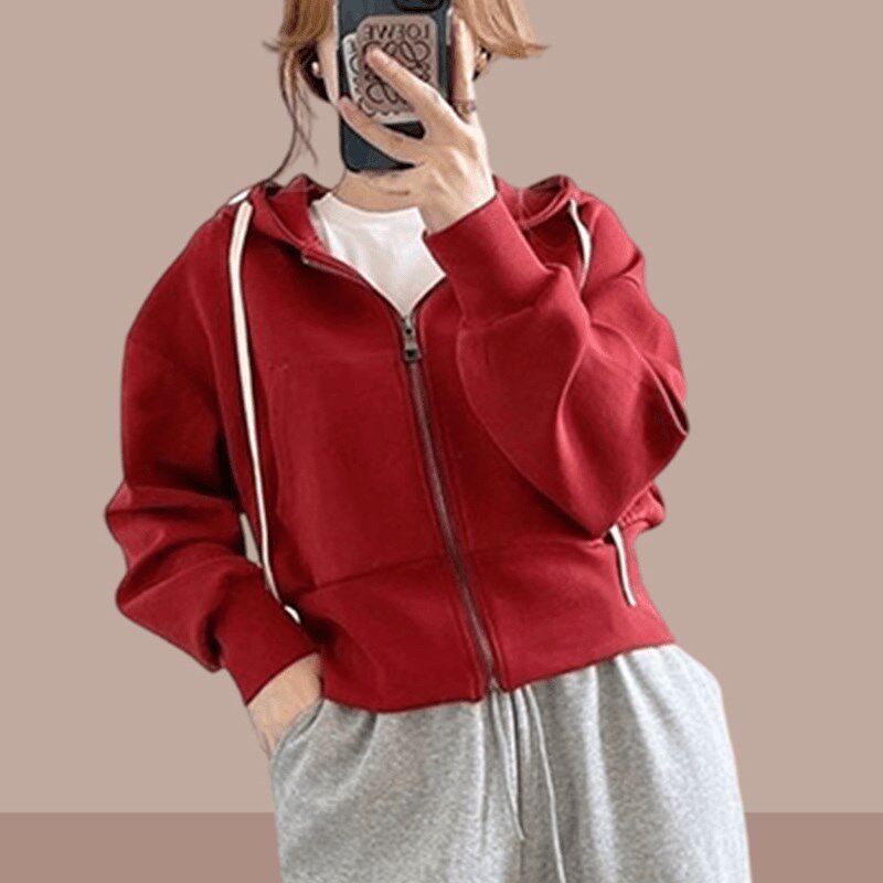 2025春秋季新款长袖卫衣外套装女士时尚小个子拉链连帽开衫上衣服