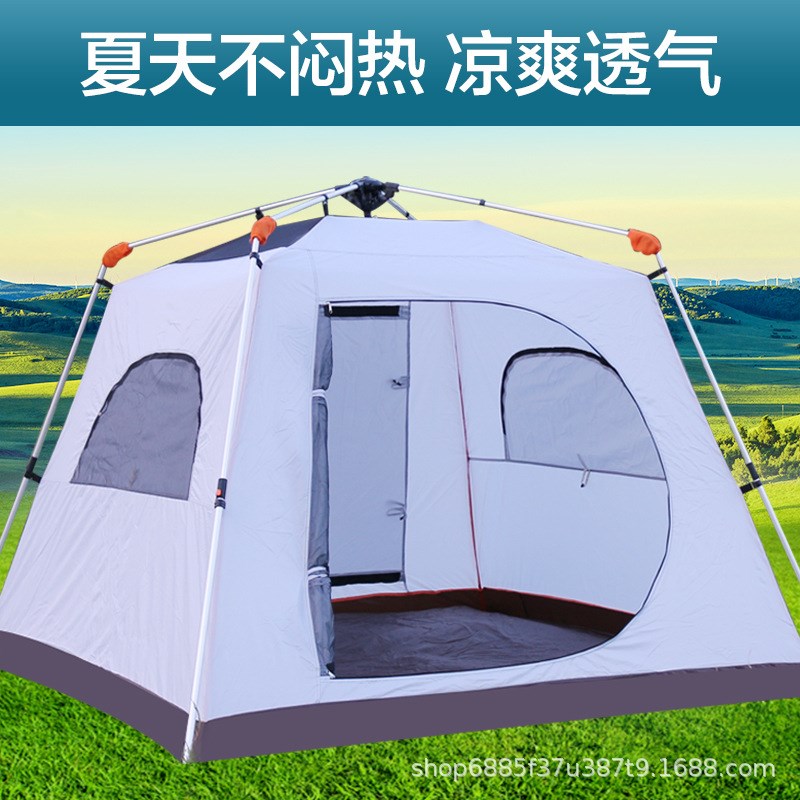 霞新户外液压自动3-4q人4-6人防暴雨帐篷双层野营露营防晒帐篷