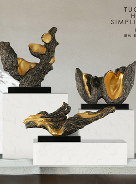 展厅抽象雕塑摆件酒店大堂中心大型工艺品摆设新中V式玄关禅意装