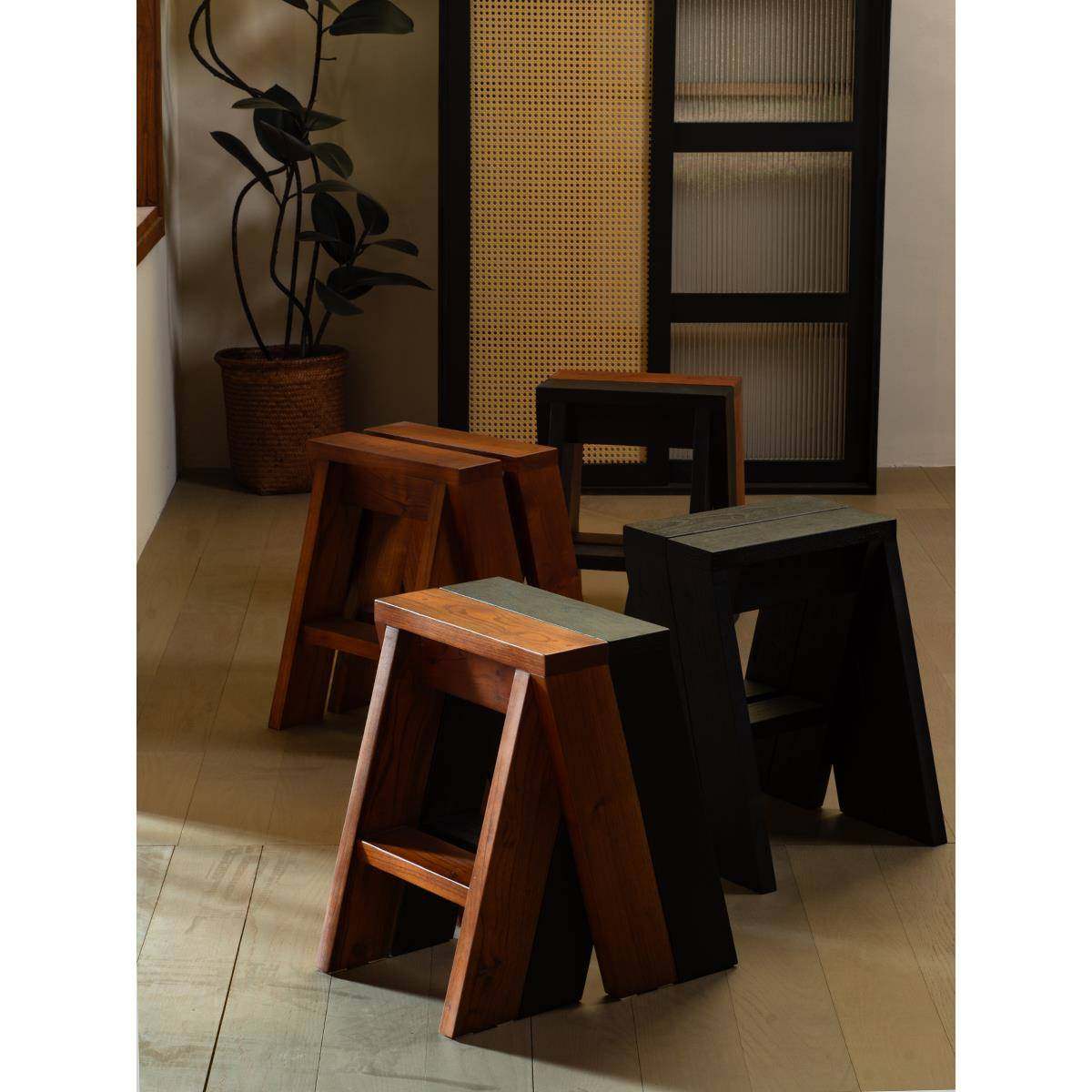 寅榫原创餐厅客厅全实木可组合凳子长凳黑色垫脚凳中古包豪斯侘寂,住宅家具,组合凳,淘宝优惠券,粉丝福利购,淘宝优惠卷