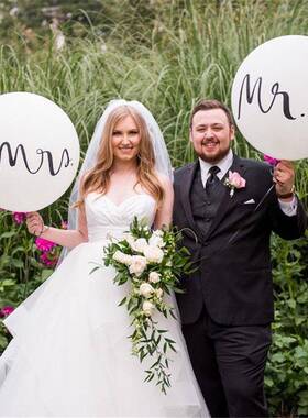 网红36寸超大白色圆形气球Mr Mrs婚礼气球户外拍照道具结婚房装饰