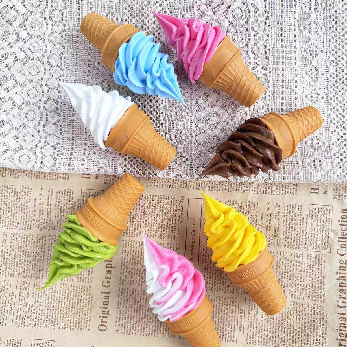 甜筒模型场景拍摄装饰雪糕香草冰淇淋小圆筒甜筒冰淇淋模型商用