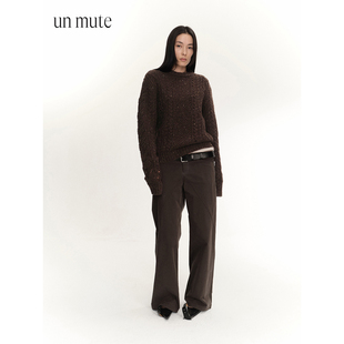 UN MUTE25FW 英国进口点子纱美利奴羊毛毛边破坏设计针织套头毛衣