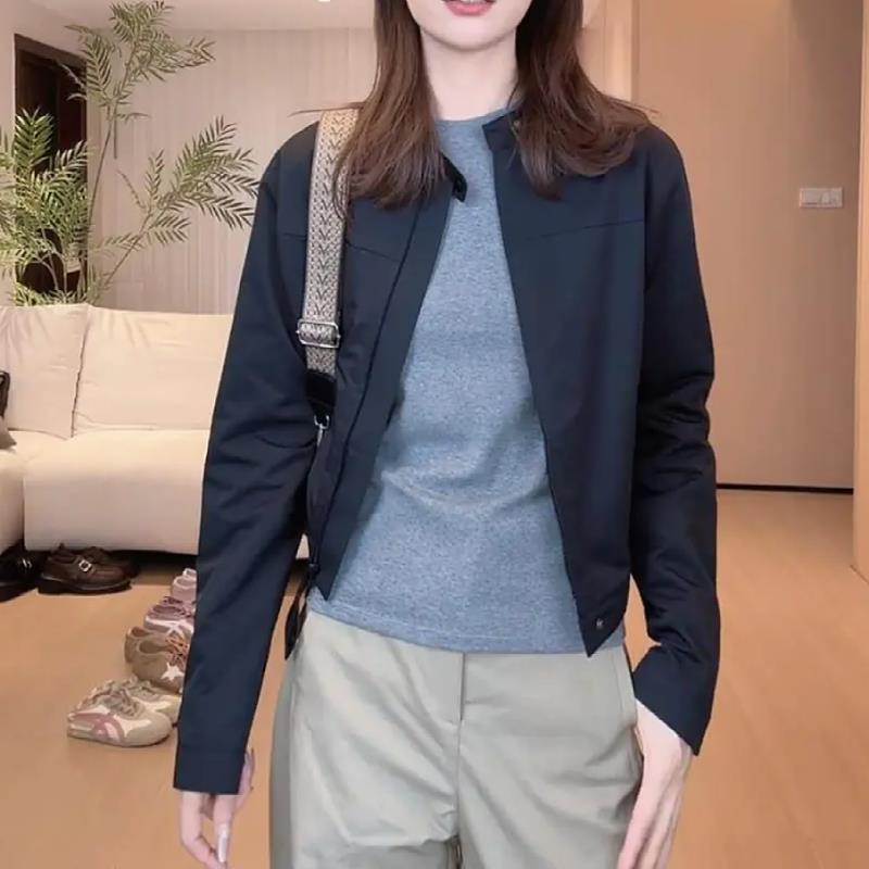 韩版显瘦长袖夹克短外套女2025秋季新款大码胖MM百搭简约开衫上衣