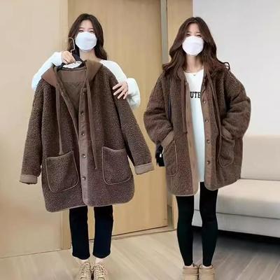欧货夹棉加厚羊羔毛外套女2025秋冬爆款中长连帽摇粒绒棒球服上衣