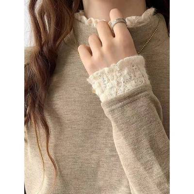 高级感德绒打底衫女内搭半高领春秋冬设计感大码加绒长袖t恤上衣