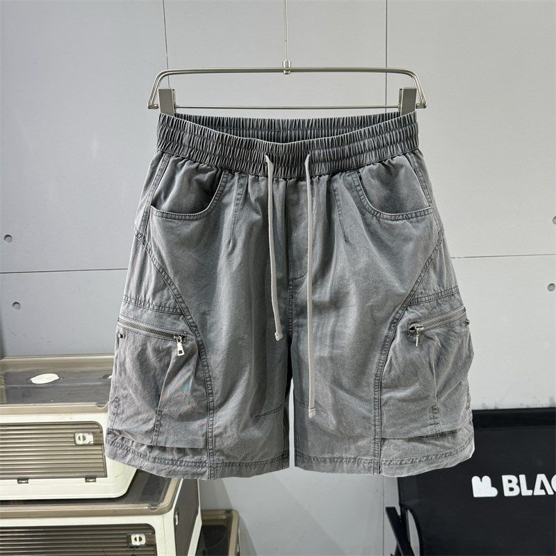 2025夏季水洗棉工装五分裤男宽松休闲短裤大口袋百搭潮流直筒中裤,男装,短裤,淘宝优惠券,粉丝福利购,淘宝优惠卷