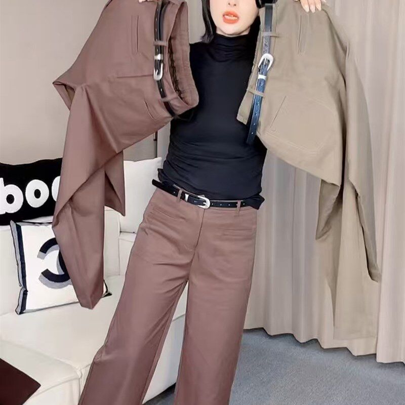 2025秋季新款法棍裤百搭宽松显瘦九分裤女士直筒九分裤气质西装裤