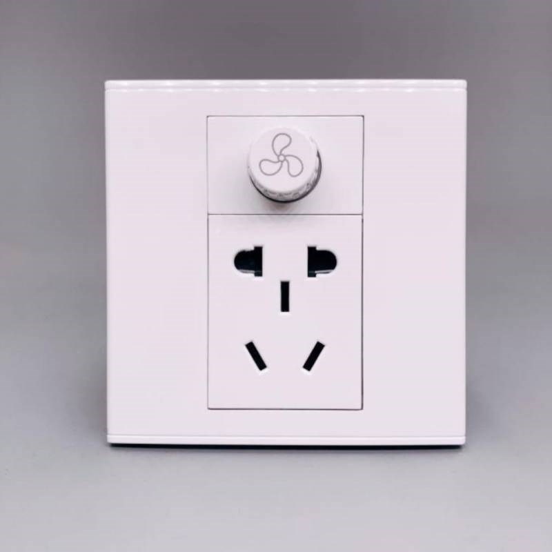 调速加五孔二三级插座风扇吊扇开关旋钮控制器带电源面板暗装86