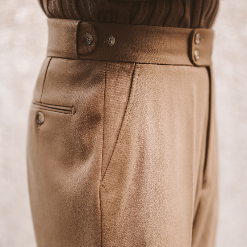 高腰直筒西装裤男秋冬百搭垂感免烫休闲裤毛呢复古那不勒斯西装裤