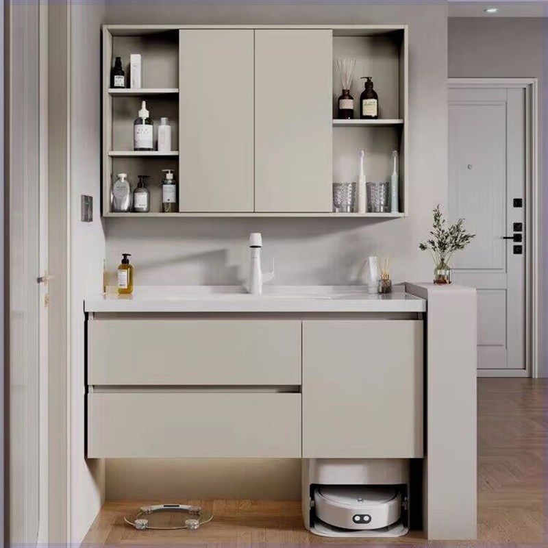 基站款风水d镜浴室柜陶瓷一体盆73CM83公分93/103/113CM洗脸盆定