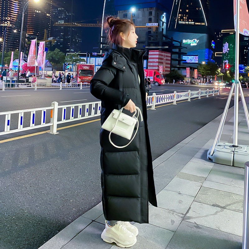 2023年新款冬季黑色超长加厚羽绒服女长版过膝加长直筒显瘦到脚踝