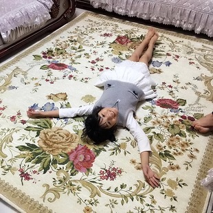 地毯客厅欧式 美式 田园茶几垫家用图案卧室床边毯进门地垫餐厅机洗