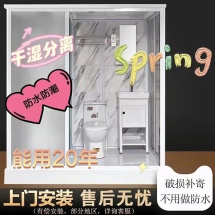 整体淋浴b房一体式干湿分离隔断浴室洗澡房家用移动厕所整体卫生