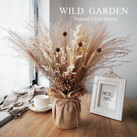 原野风芦苇佛尘干花花束商场服装店家居客厅茶几桌面软装插花摆件