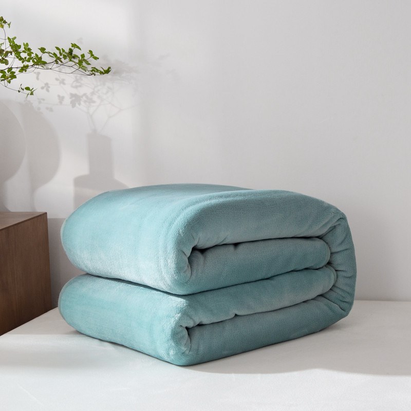 外贸法兰绒珊瑚纯色小毛毯定制印花午睡秋冬盖毯广告礼品加厚