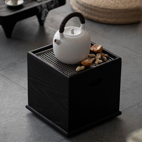 白蜡木炭烧火钵不l锈钢围炉煮茶炭炉火炉方形茶炉户外烧烤炉煮茶