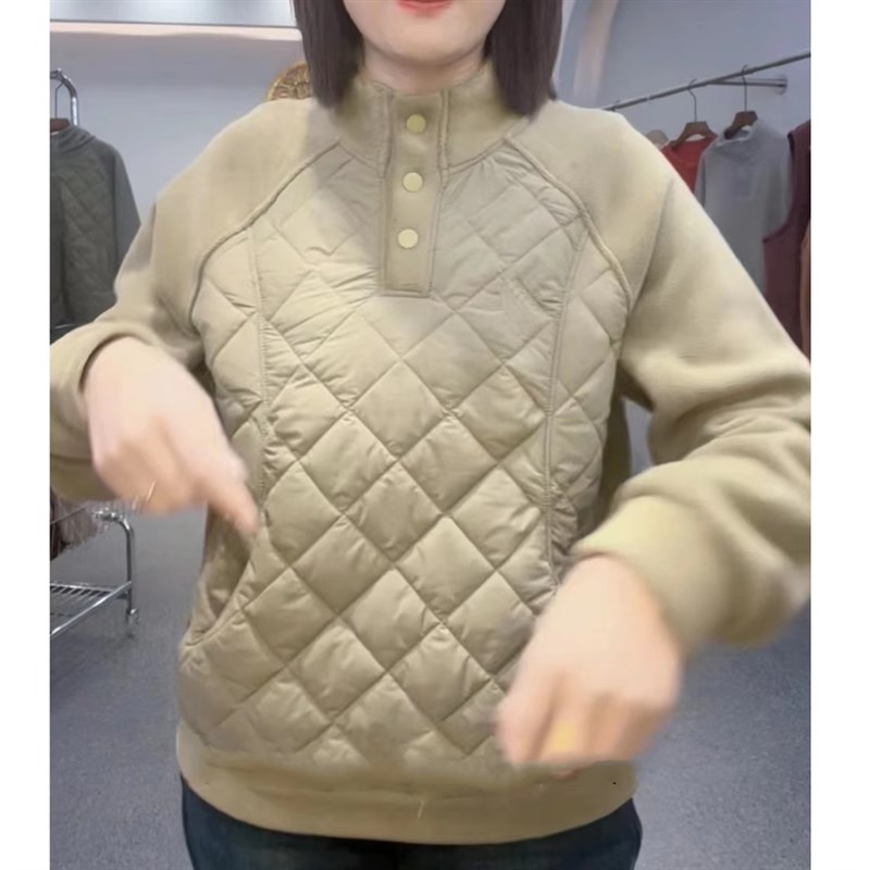 女士宽松慵懒f风卫衣2024秋冬季新款保暖打底衫女加绒加厚长袖上