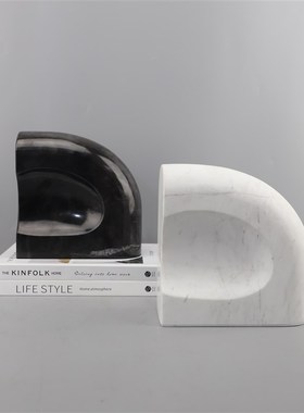 北欧创意大理石扇形书靠摆件客厅玄关茶几电视柜样板房家居装饰品