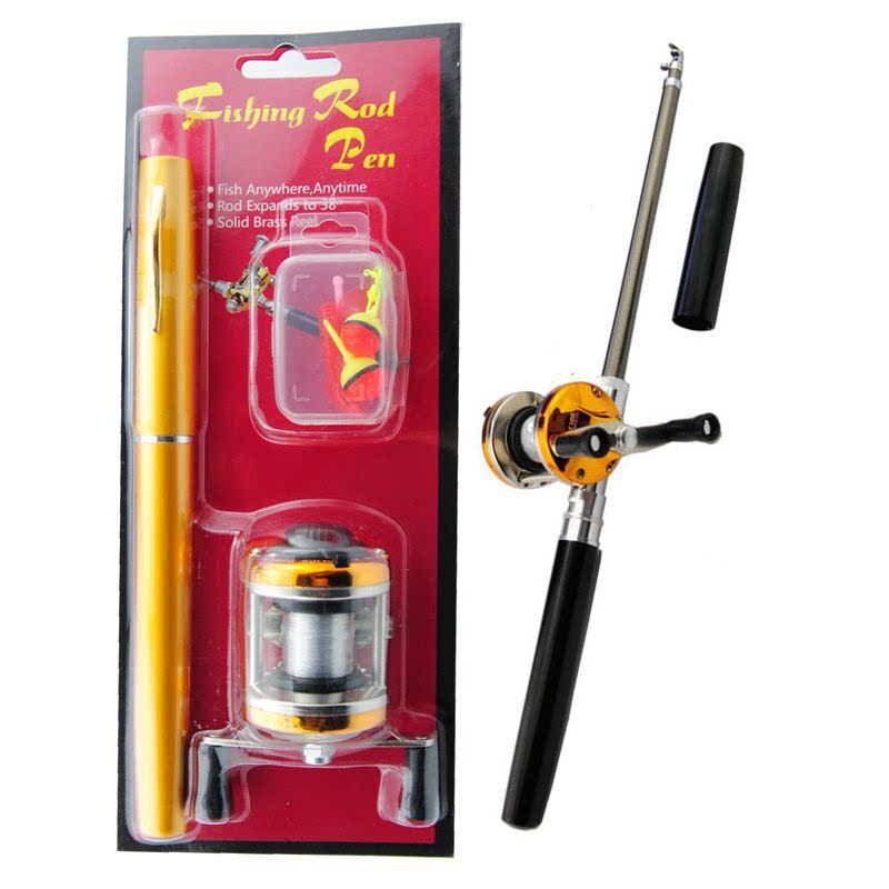 迷你钢笔鱼竿户外便捷儿童u高碳路亚竿1米1.4米1.6米冰刚