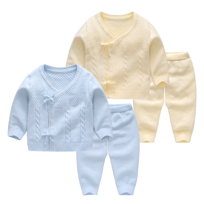 婴儿毛衣针织衫春秋新生儿宝宝线衣开衫秋冬手工编织衣服套装外套