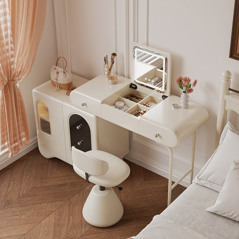 翻盖梳妆台斗柜一体2024新款法式奶油风小户型卧室伸缩实木化妆桌,住宅家具,梳妆台/桌,淘宝优惠券,粉丝福利购,淘宝优惠卷
