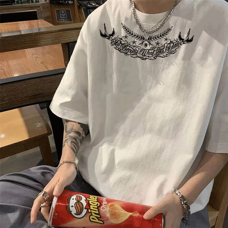 稻风/Caimr美式复古潮牌vibe印花高街短袖T恤男款夏季纯棉重磅宽