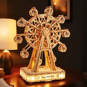 手工diy音乐摩天轮木质八音盒科技小制作 送女友情侣七夕生日礼物