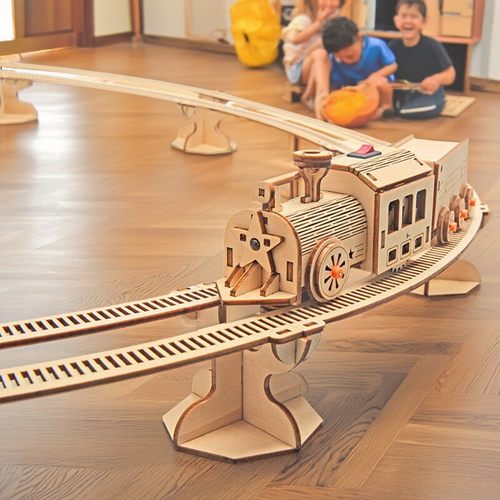 木制拼装轨道火车手工DIY