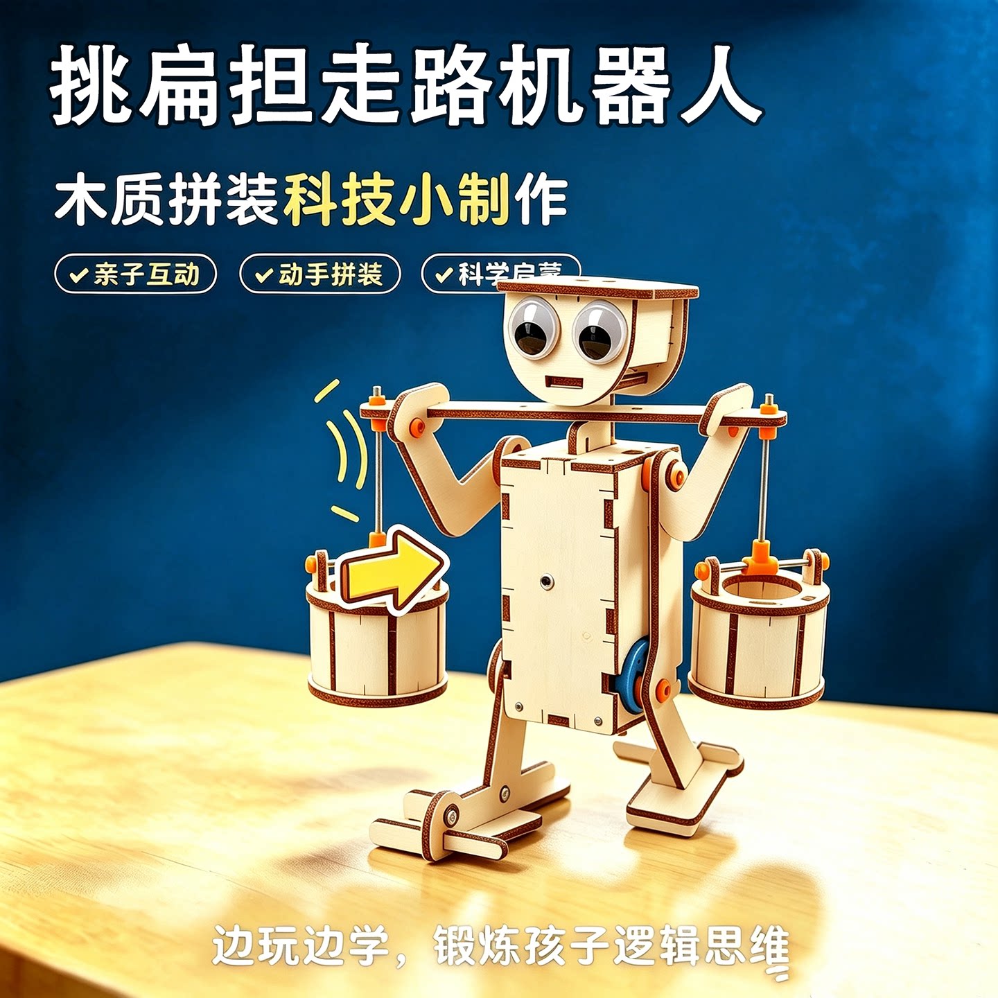 科技小制作DIY挑扁担走路机器人