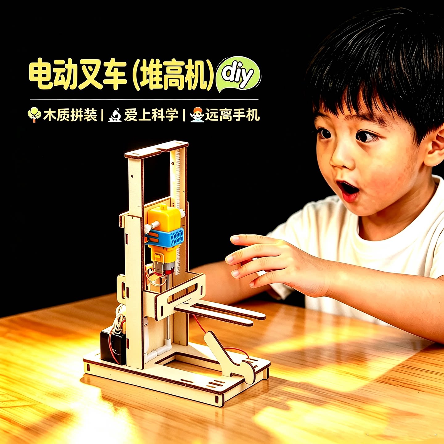 科技小制作diy电动叉车堆高机