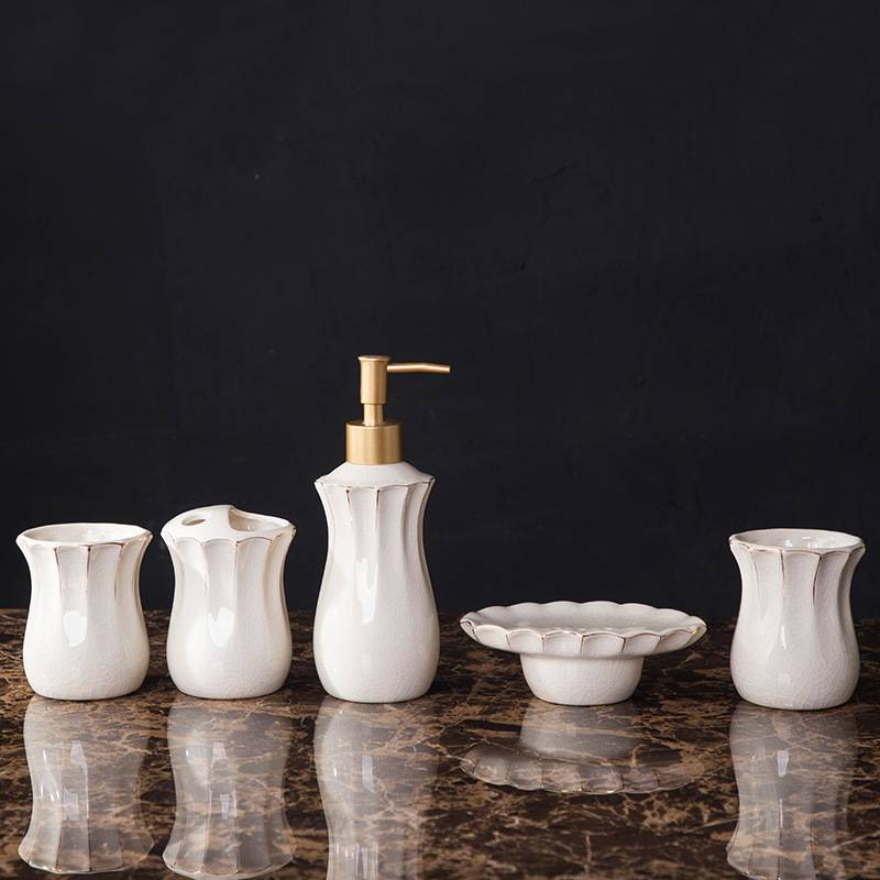冰裂纹卫浴五件套装刷牙漱口杯套装牙刷架卫浴洗漱套件洗漱酒店品