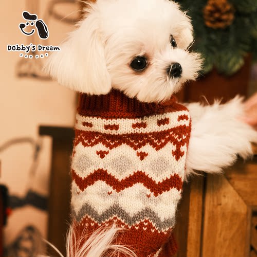 早春小猫咪宠物衣服春季新款小狗狗费尔岛复古毛衣小型中型犬