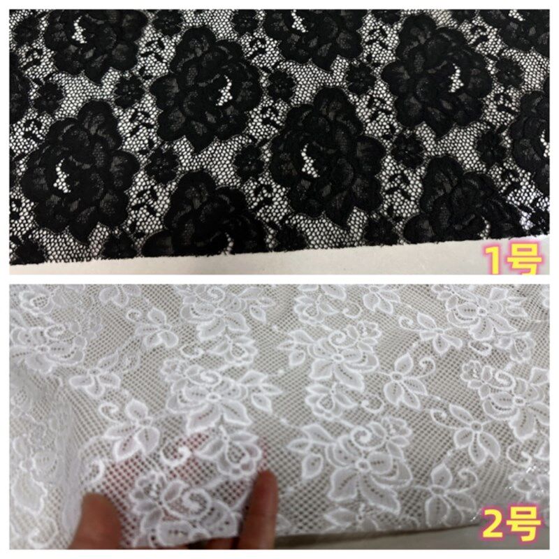 白色弹力提花锦氨蕾丝花边布料披肩上衣连衣裙婚纱晚礼服柔软料有