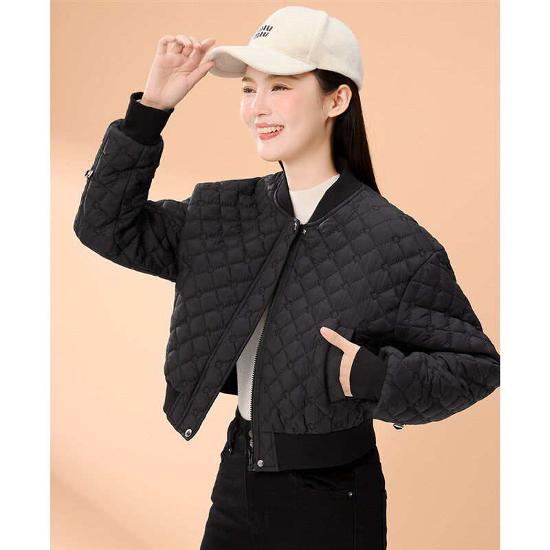 高端洋气轻薄棒球服羽绒夹棉服小棉袄外套女2025巨好看的超火新款