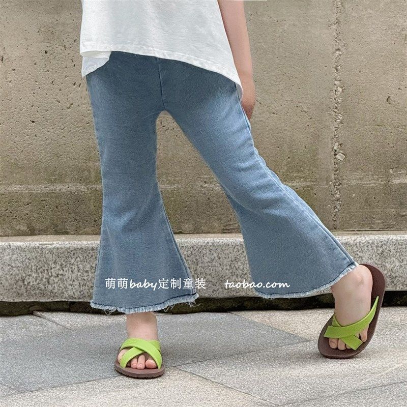 女童夏季薄款牛仔毛边喇叭裤2024新款儿童韩版浅色软糯牛仔裤子,童装/婴儿装/亲子装,儿童牛仔裤,淘宝优惠券,粉丝福利购,淘宝优惠卷