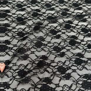 黑色小花型 韩版 弹力蕾丝布料 3474 3米 宽1.45米左右 黑色