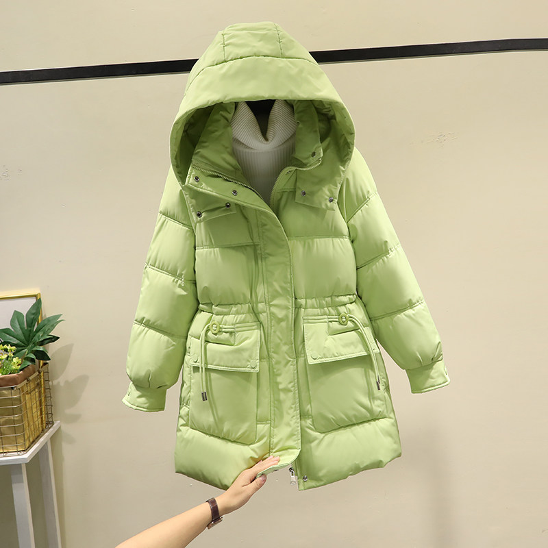 2022新款冬季羽绒棉服加厚棉衣女士韩版宽松收腰连帽中长款棉袄潮