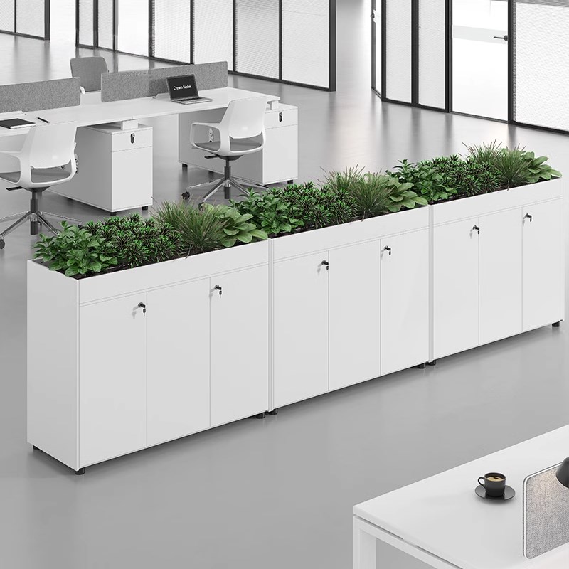 办公室文件柜收纳柜档案资料柜隔断花槽柜木质柜子带锁矮柜储物柜