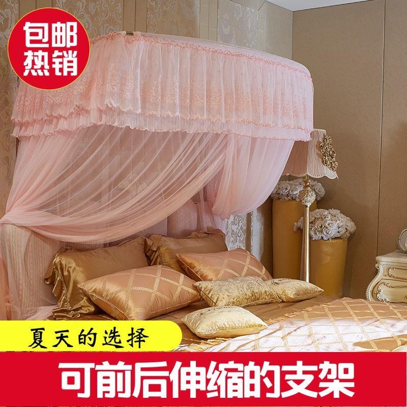 可前后伸缩支架蚊帐新款钓x鱼竿伸缩式三开门宫廷落地公主风