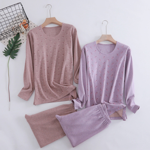 女式 加肥棉毛衫 中老年胖人线衣妈妈加厚内衣线裤 大码 套装 秋衣秋裤