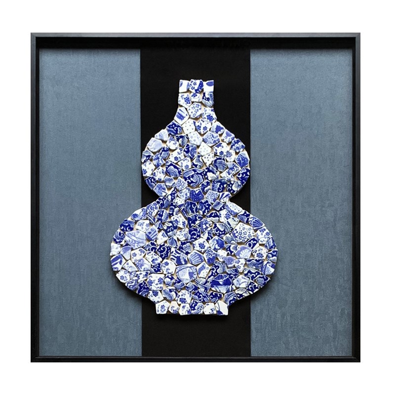 青花瓷实物画新中式客厅装饰画沙发背景墙挂画餐厅画玄关画手工艺图片