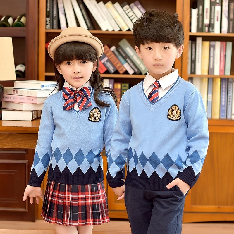 幼儿园园服女童装春秋冬款英伦风毛衣男童儿童小学生班服校服套装