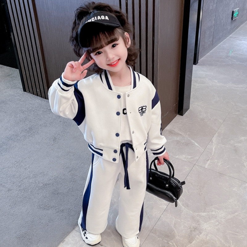 女童套装春秋2023新款洋气运动儿童时髦春季春装休闲棒球服女宝宝