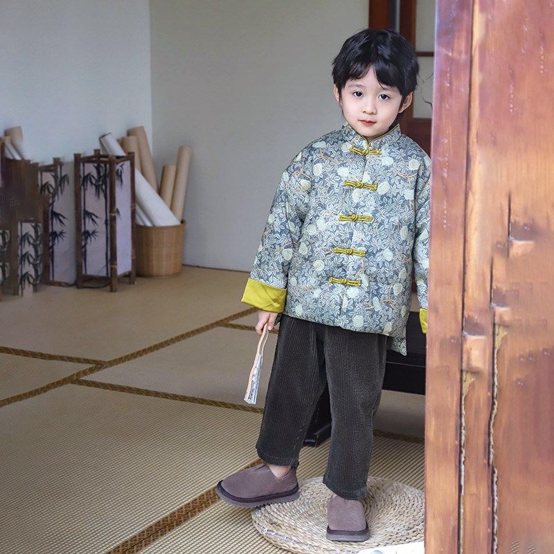 男童拼色对襟秋冬棉服中国风男孩古风汉服儿童新中式唐装拜年服潮,童装/婴儿装/亲子装,唐装,淘宝优惠券,粉丝福利购,淘宝优惠卷