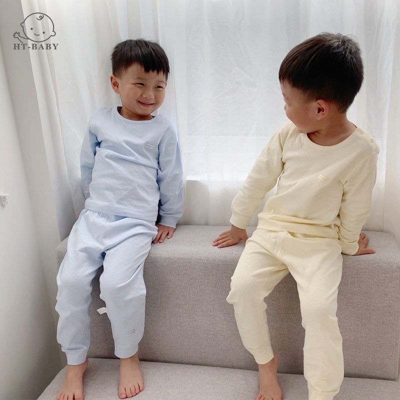 慧童1-4岁幼儿衣服纯棉A类宝宝秋衣秋裤套装肩开扣儿童打底家居服