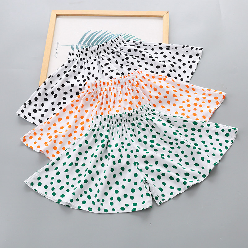 人造棉儿童裙裤夏季薄款女童棉绸宽松阔腿短裤女孩洋气碎花沙滩裤