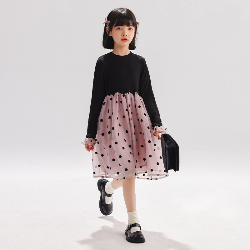 女童洋装春秋装2023新款儿童拼接公主裙小女孩生日礼服裙子洋派